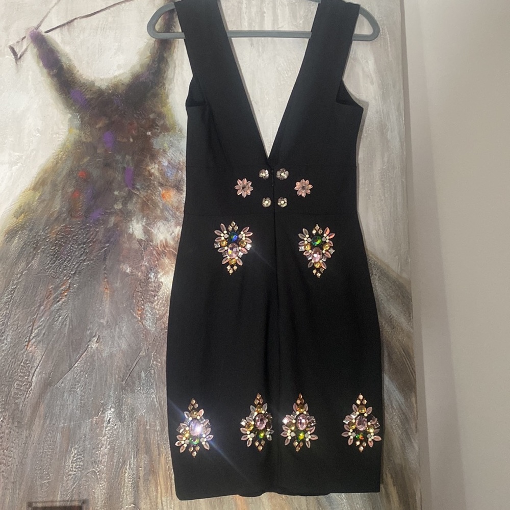 Nicole Miller Black Embellished Stone Dress - Picture 3 of 7